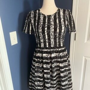 LuLaRoe Striped Black and White Midi Dress